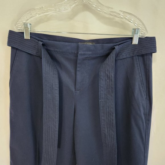 BANANA REPUBLIC Trendy Navy Wide Leg Crop Preppy Belted Pants Size 12 New NO Tag - Picture 3 of 16
